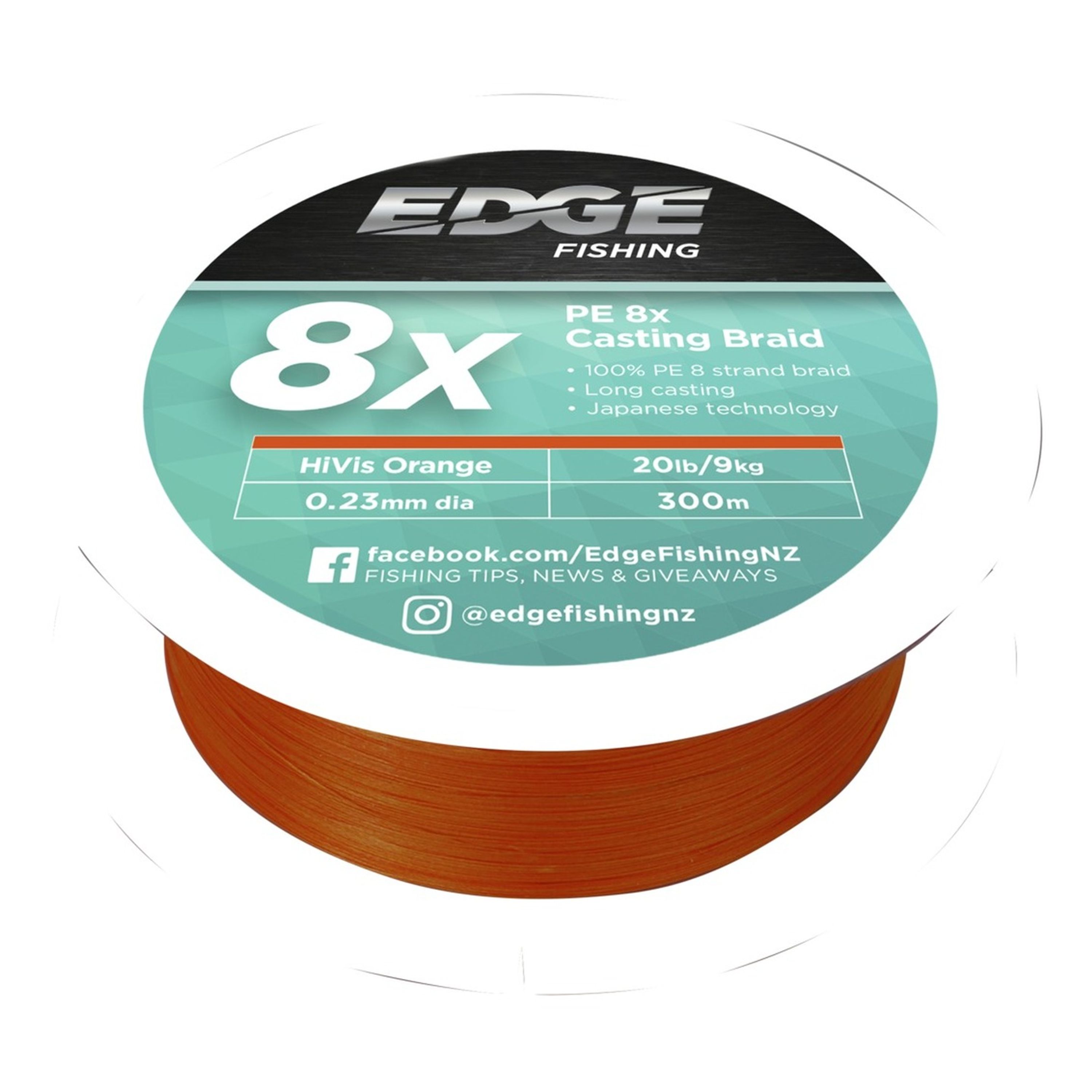 Edge Braid 50lb PE 8X Casting Orange 300m