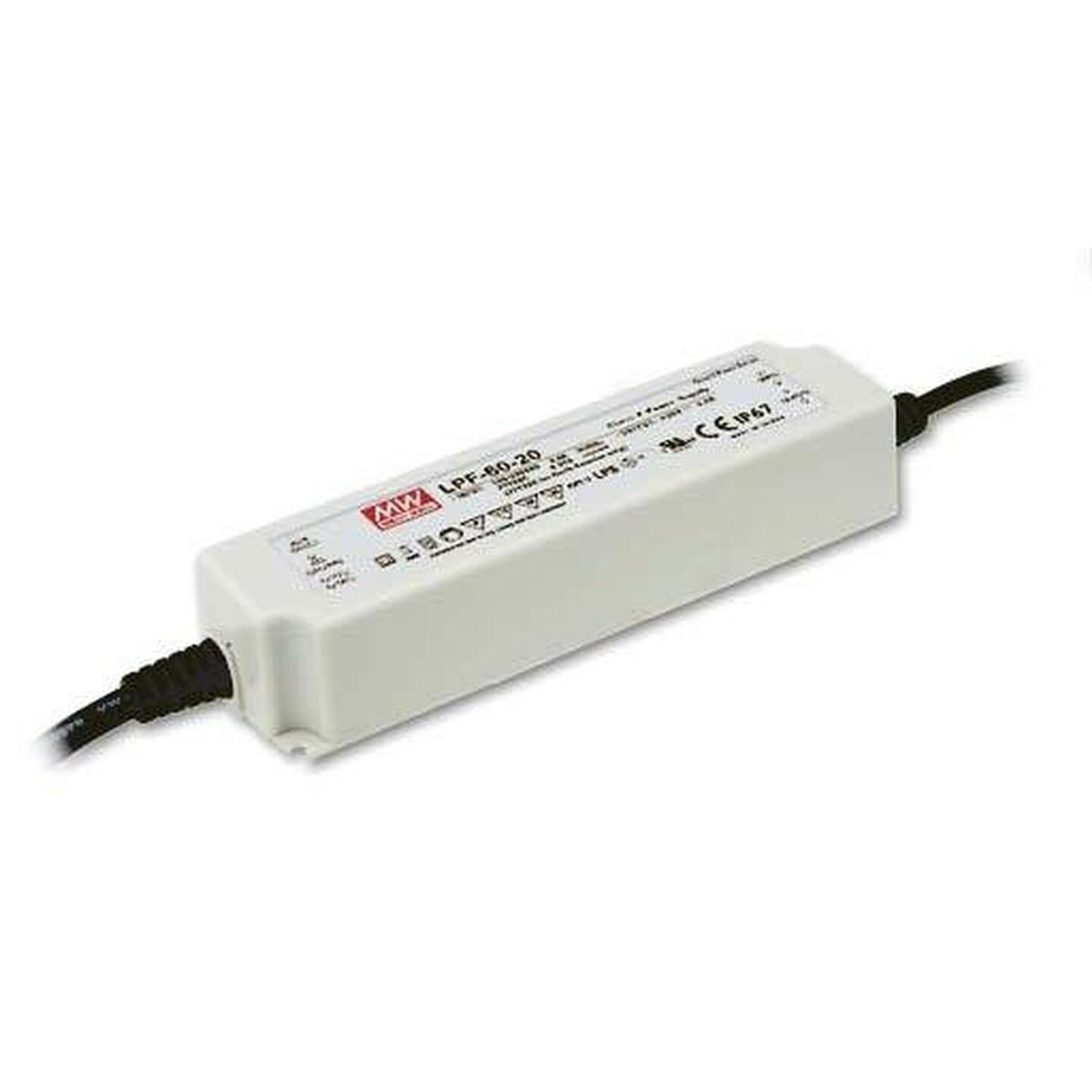 Mean Well 24VDC 2.5A IP67 LED Power Supply with Plastic Case