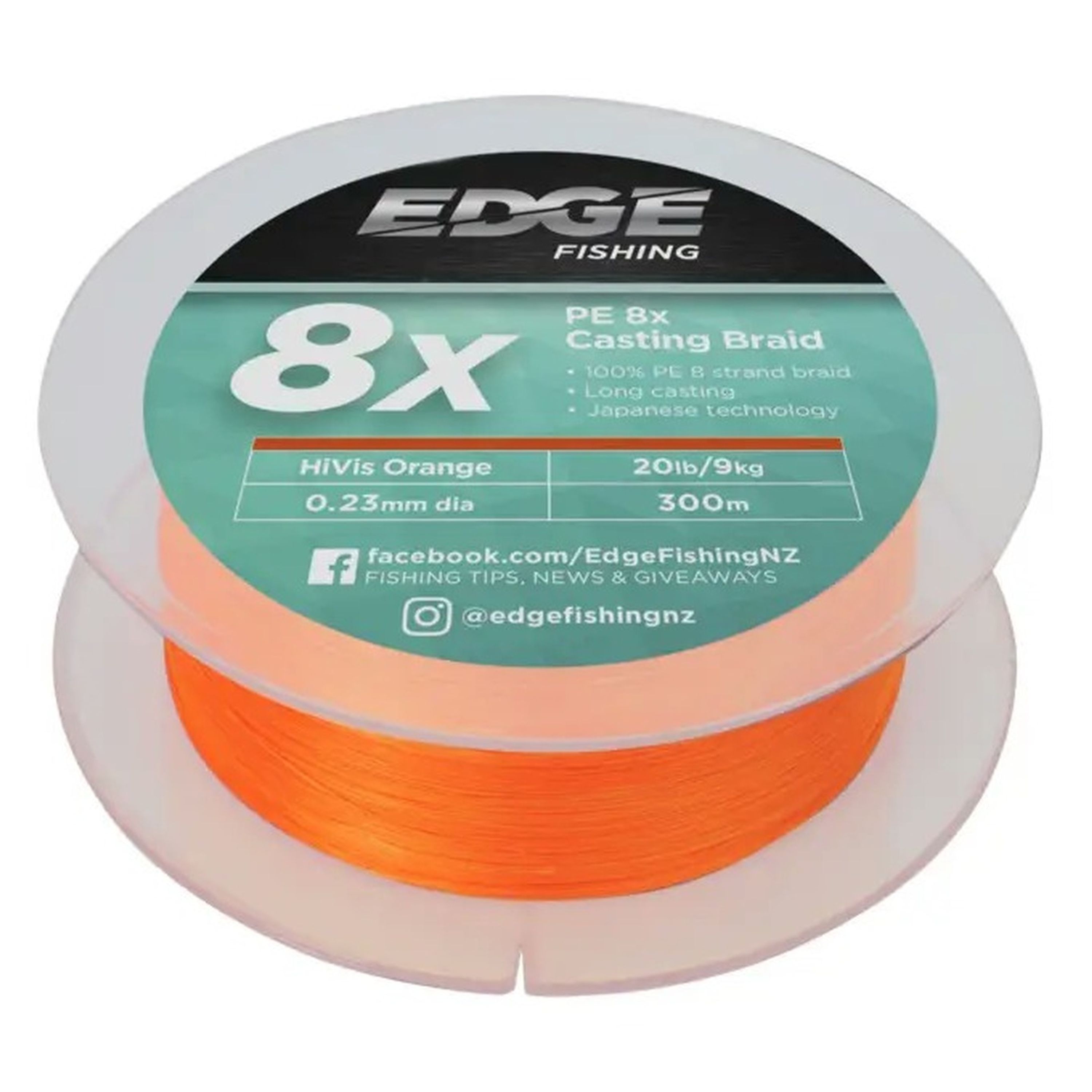 Edge Braid 15lb PE 8X Casting Orange 300m