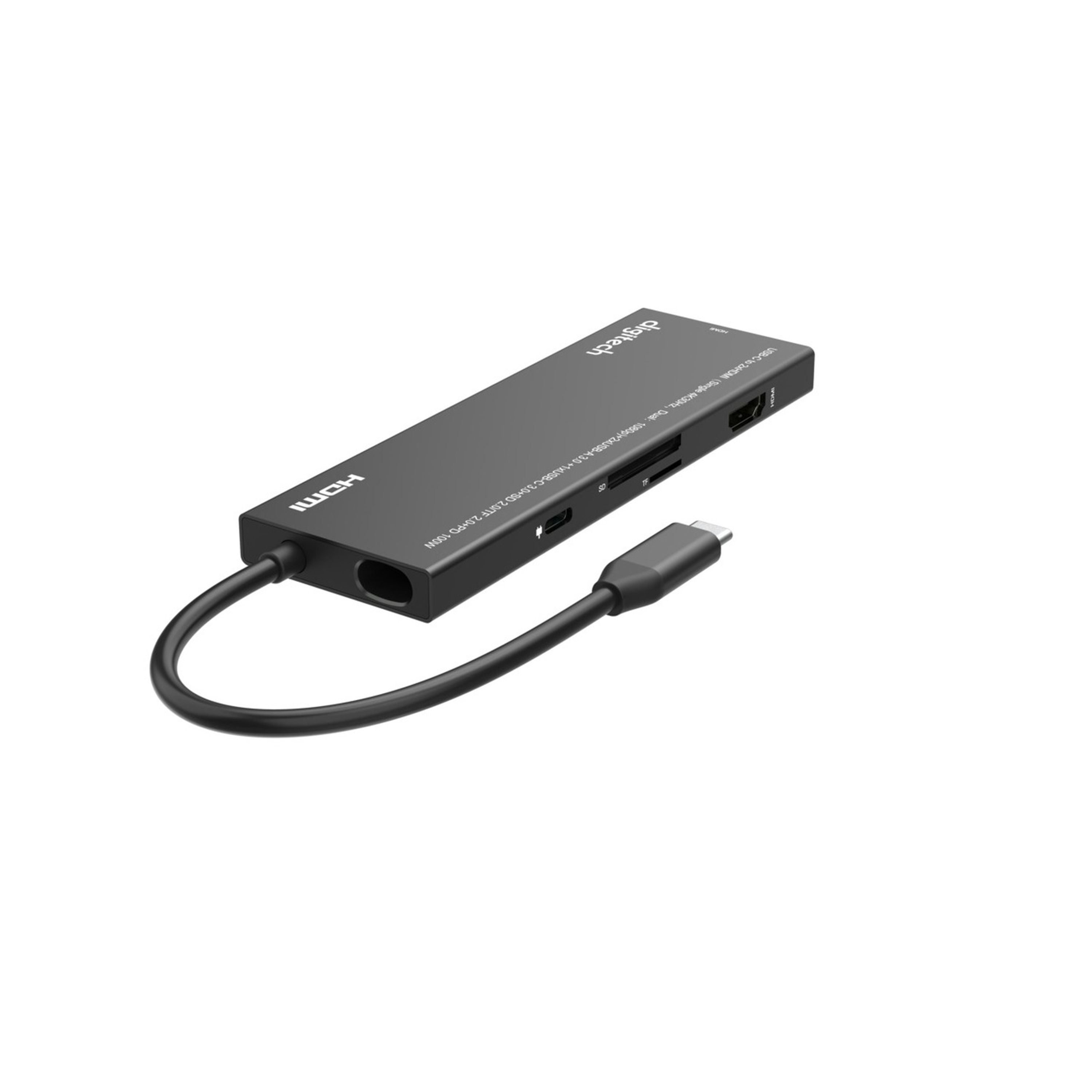 USB-C to 2xHDMI Single 4K30Hz Dual:1080p Adapter with 2xUSB-A 3.0 1xUSB-C 3.0 Data Only SD 2.0/TF 2.0 PD100W