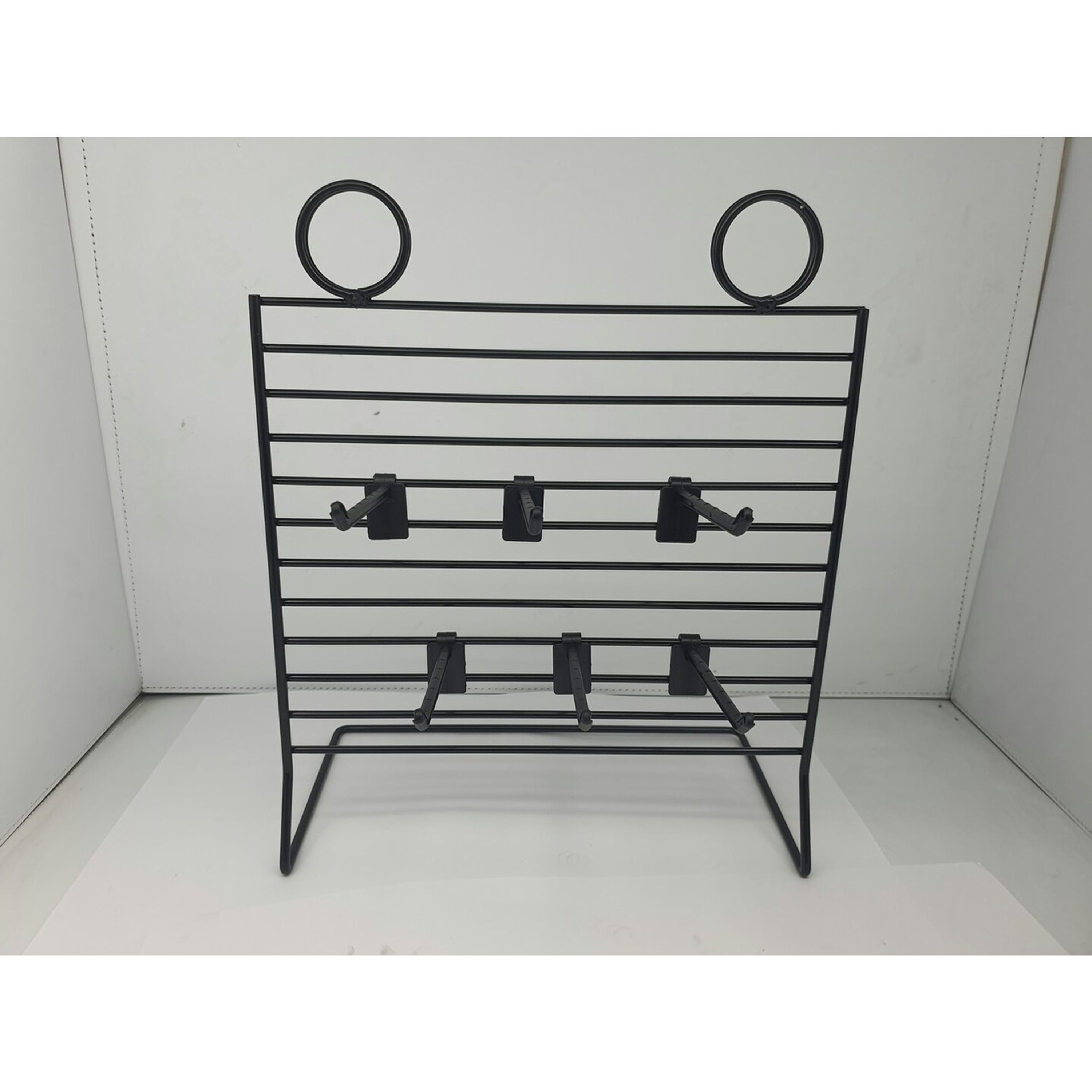 Wire frame counter display stand with 6 hooks