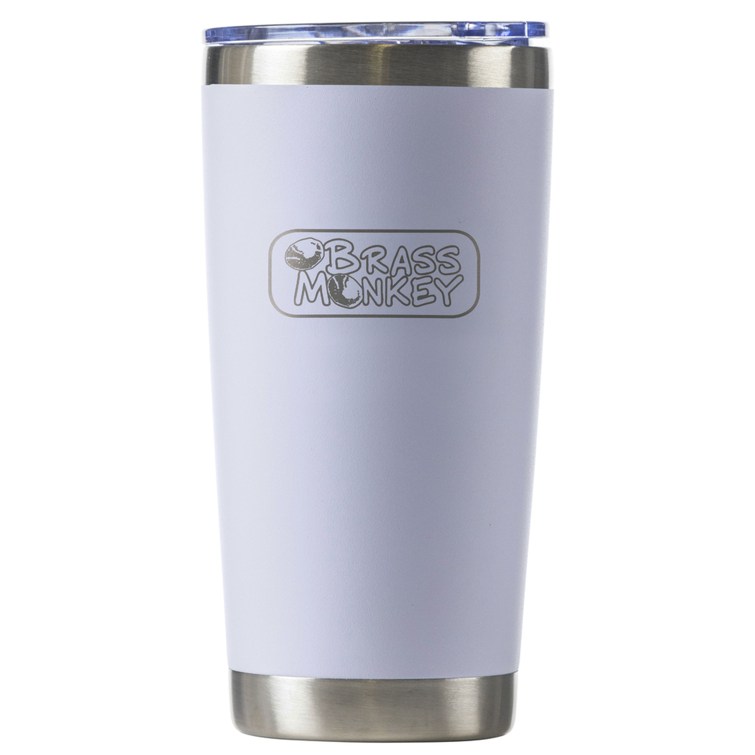 Brass Monkey 590ml White Stainless Steel Cup with Push Lid