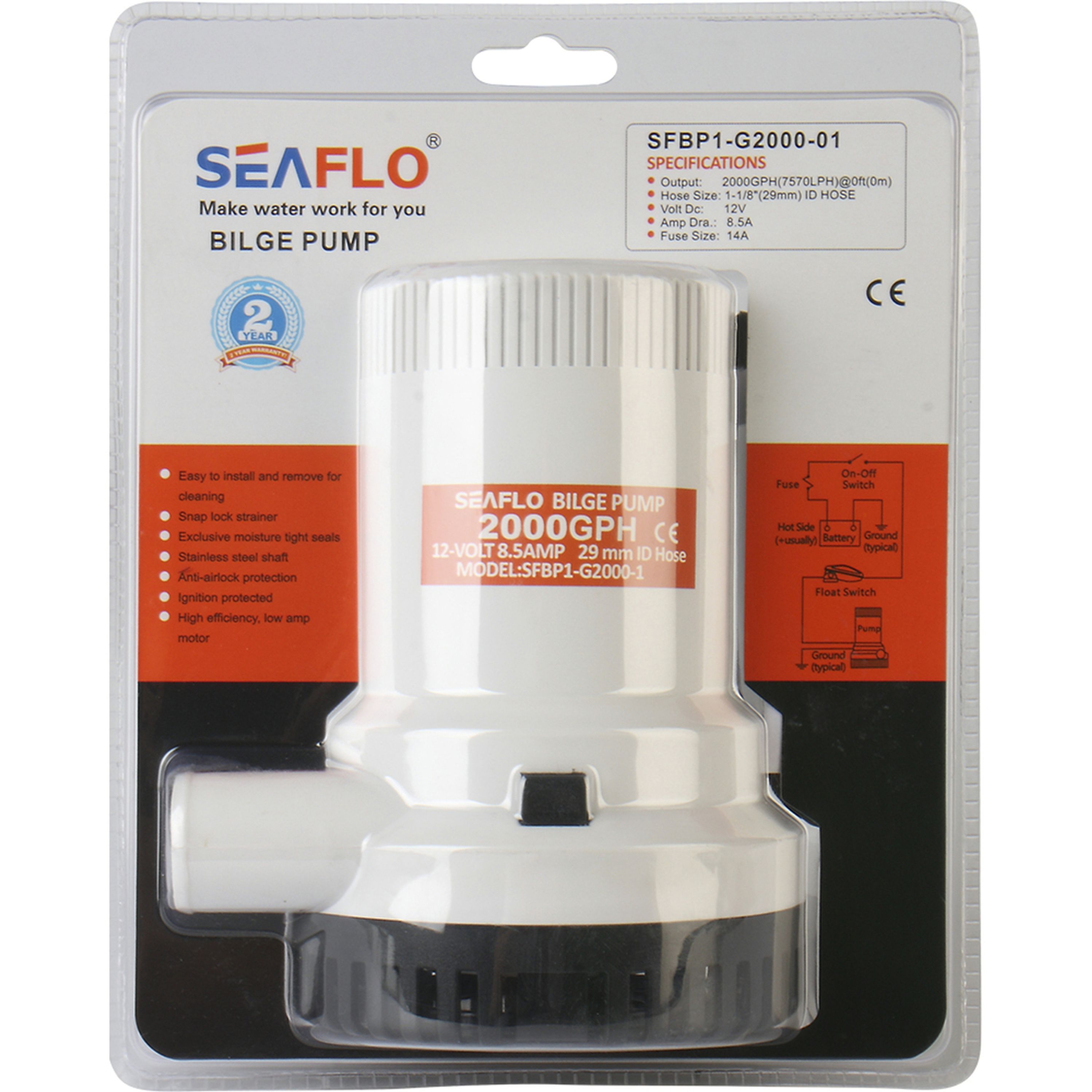 12V 2000GPH Non-Automatic Bilge Pumps 