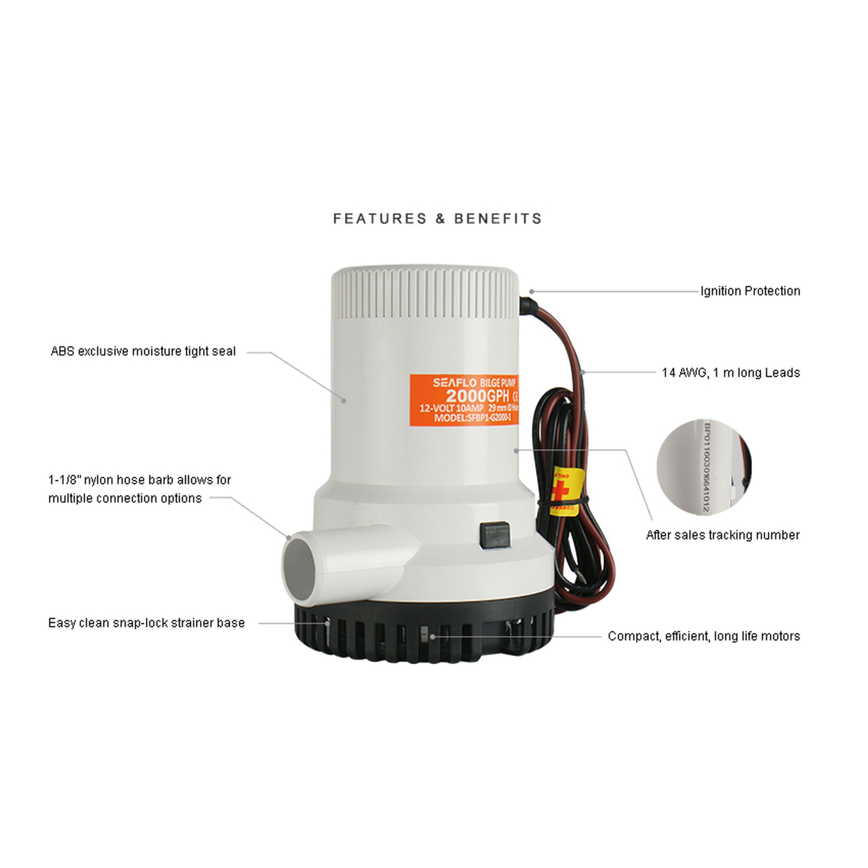 12V 2000GPH Non-Automatic Bilge Pumps 
