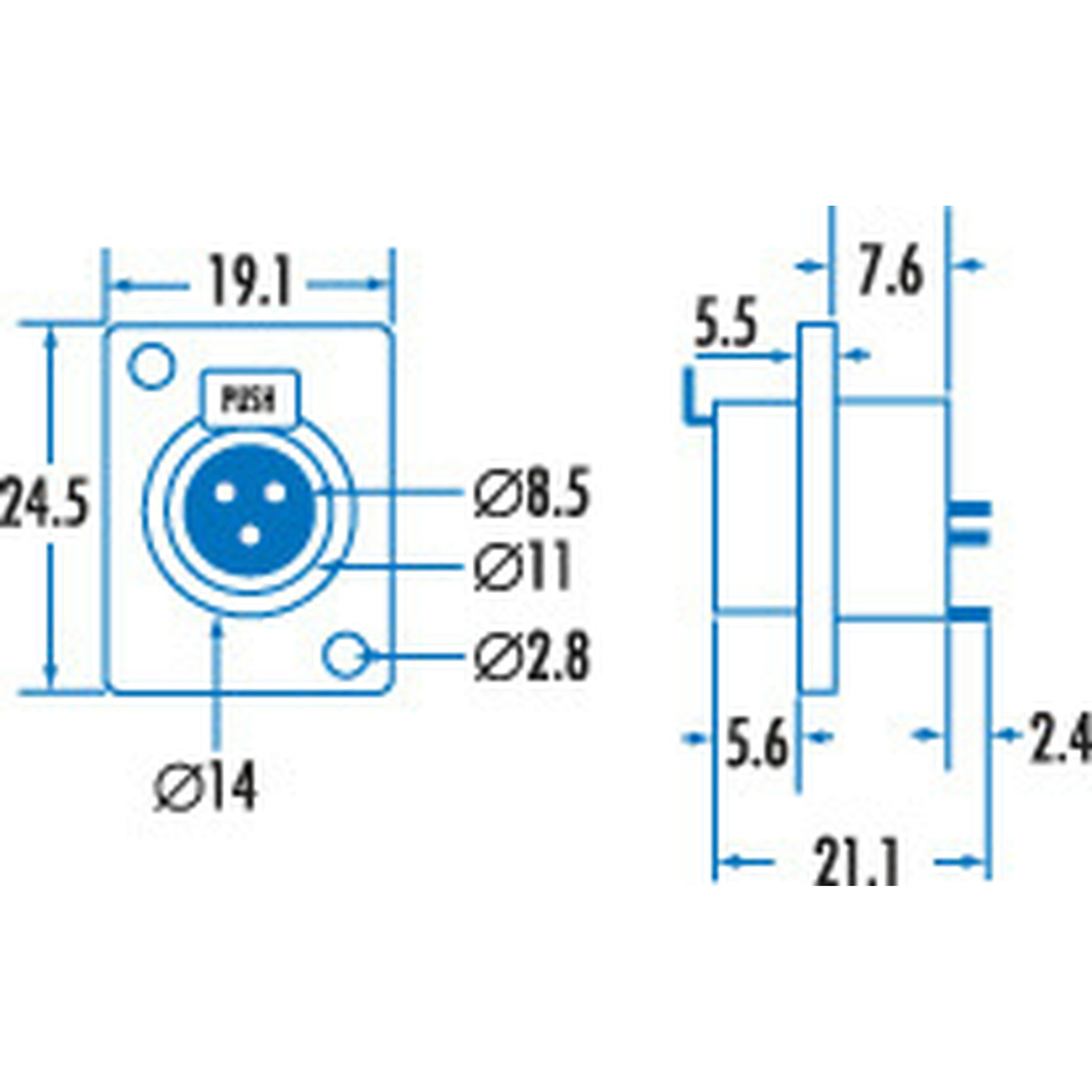 3 Pin Chasis Female Mini XLR Style Connector