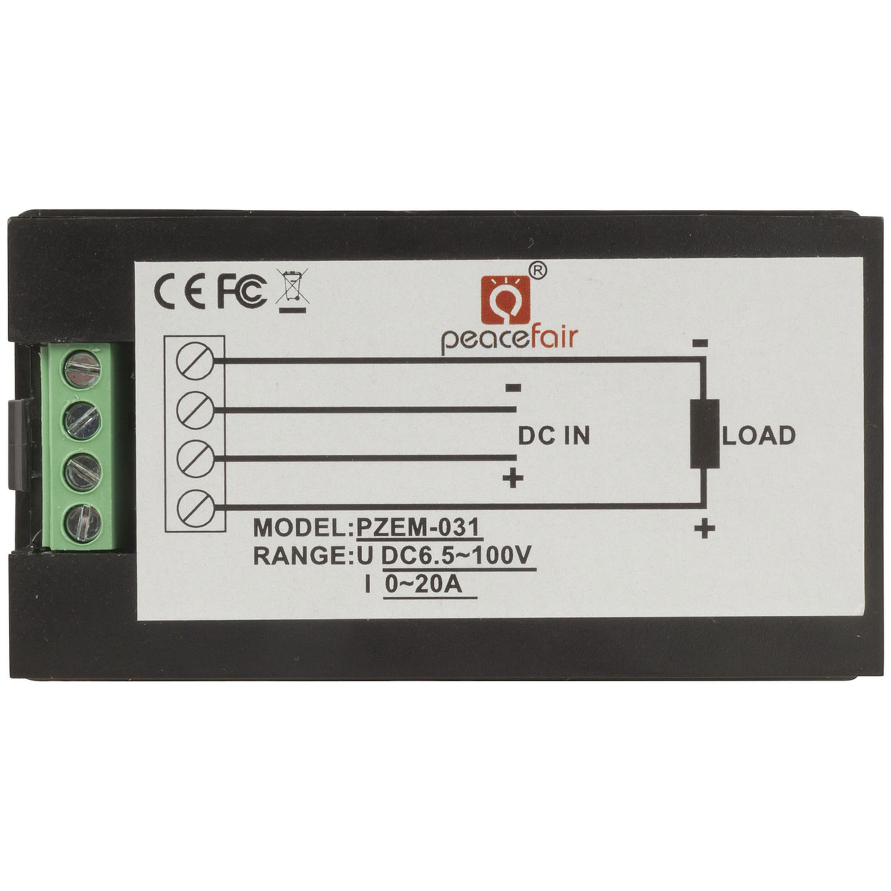 20A 6.5-100V DC Power Meter with Built-In Shunt