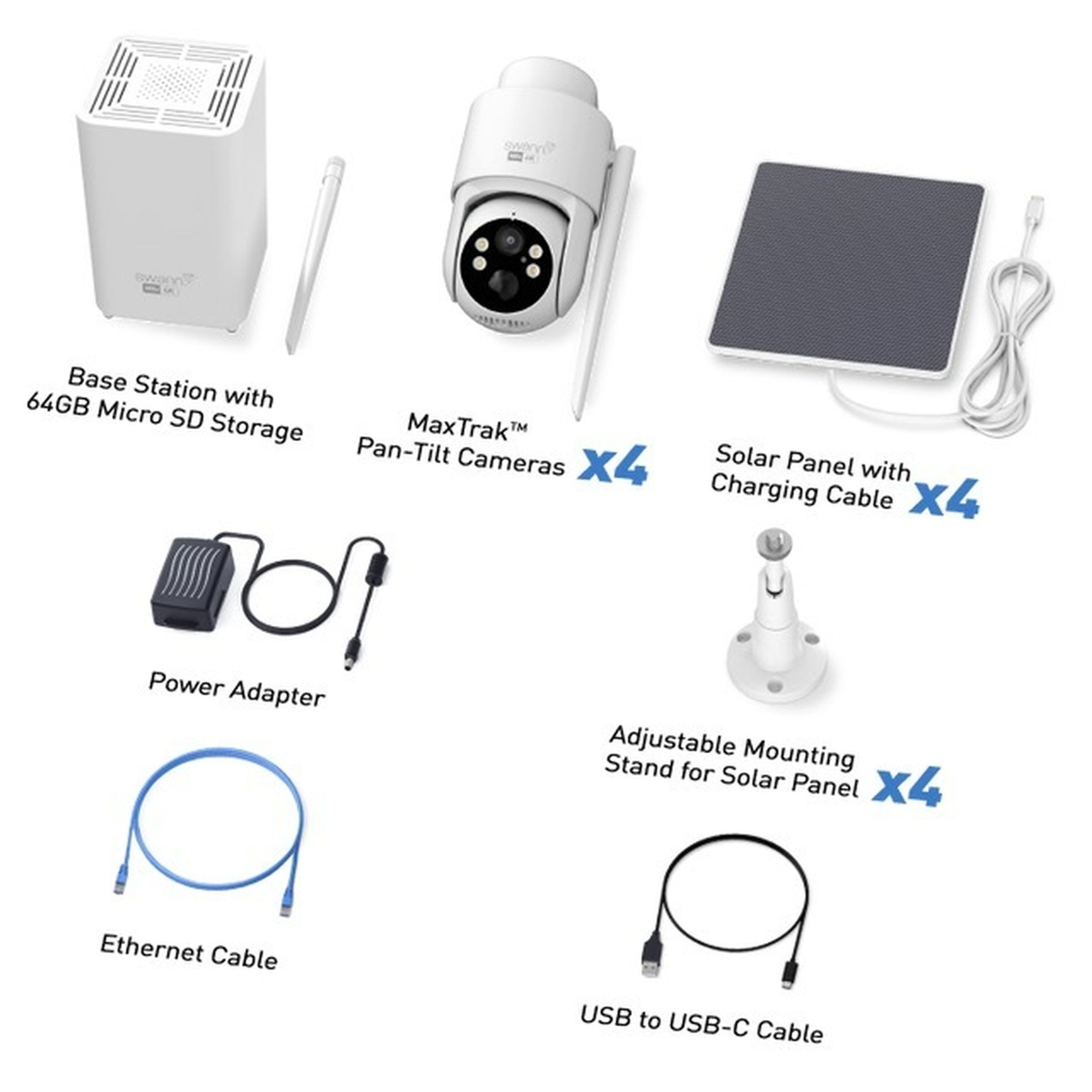 Swann MaxTrak  Long Range Wireless AI Powered Auto Tracking Security System  4 Pack