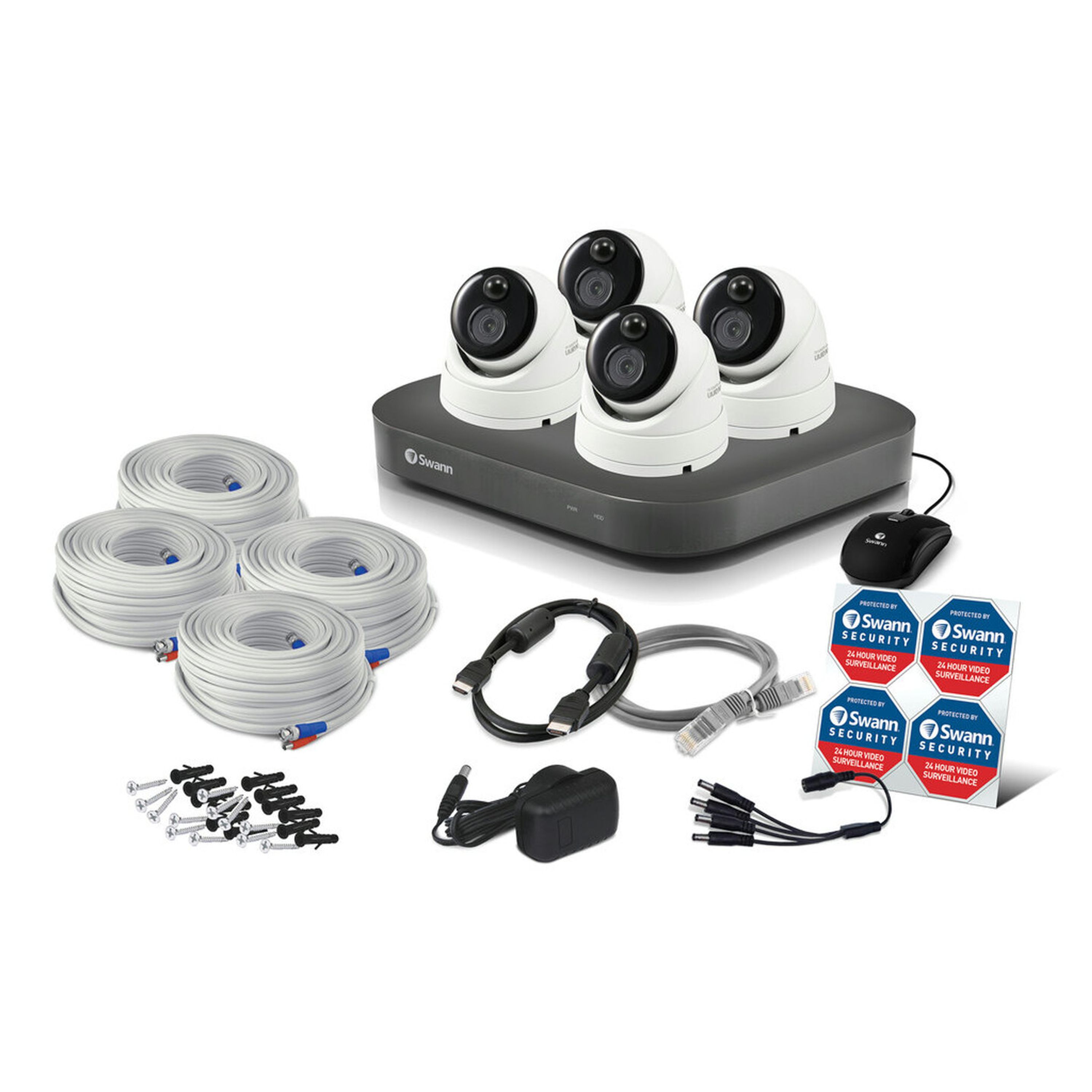Swann 8CH 4K DVR Kit with 4 x 4K PIR Dome Cameras