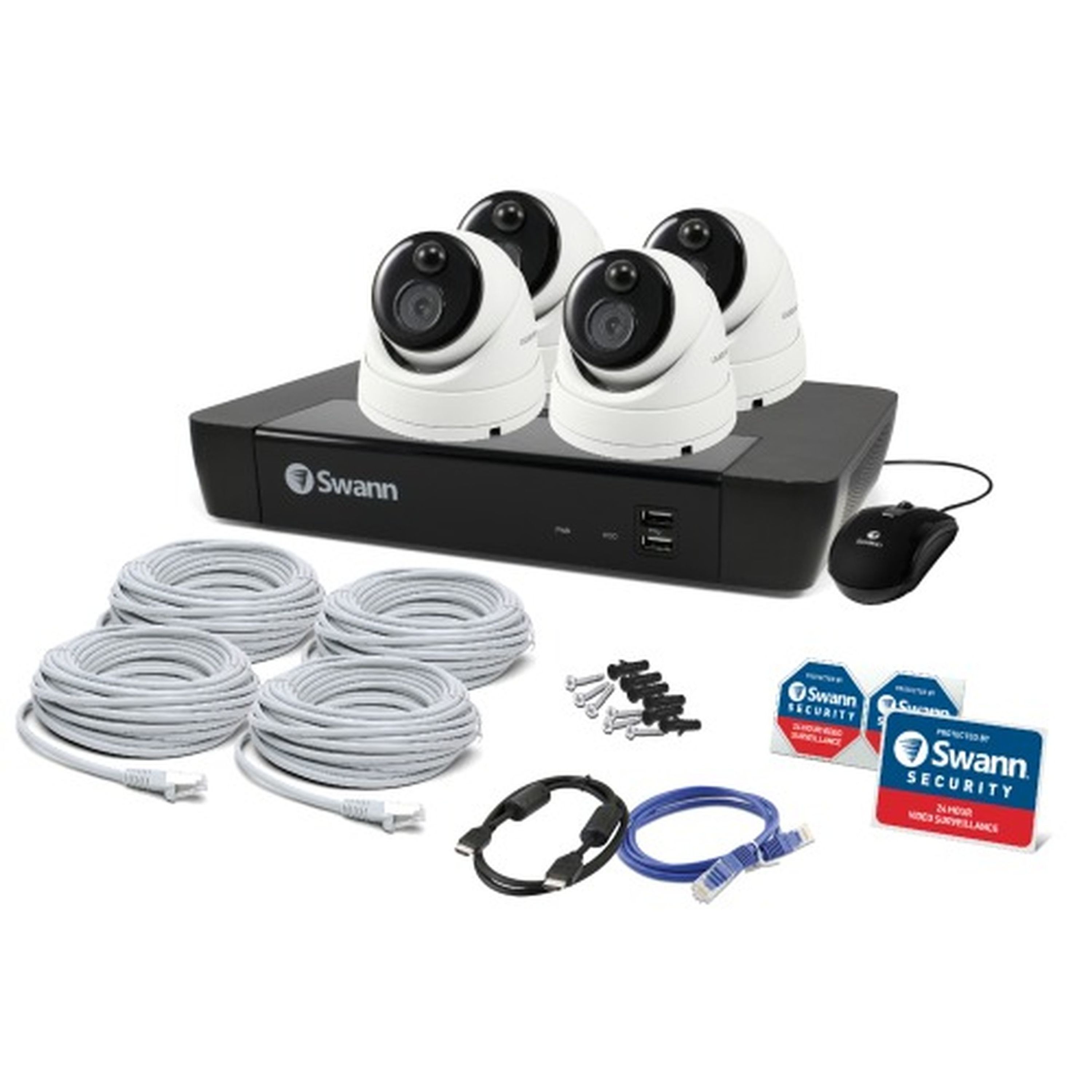 Swann 8CH 4K NVR Kit with 4 x 4K PIR Dome Cameras