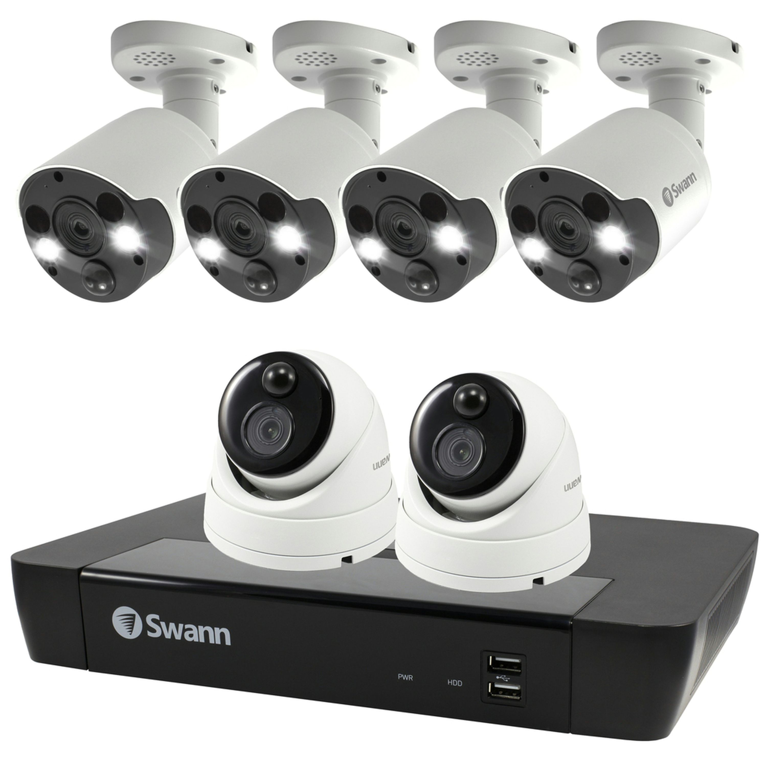 Swann 8CH 4K NVR Kit with 4 x 4K PIR Bullet Cameras 2 x 4k PIR Dome cameras