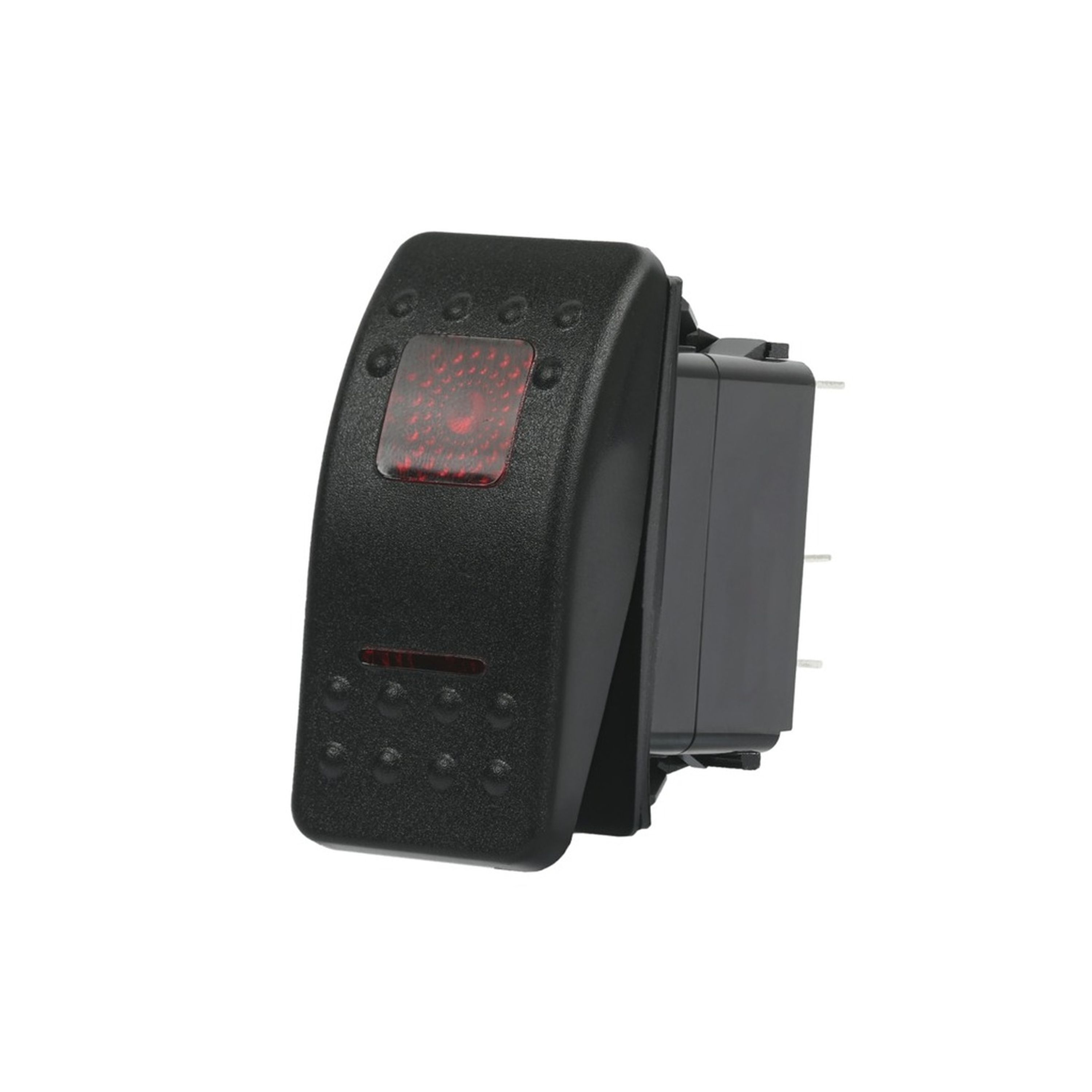 SPDT Dual Illuminated Rocker Switch with Labels and Interchangeable Covers - Red