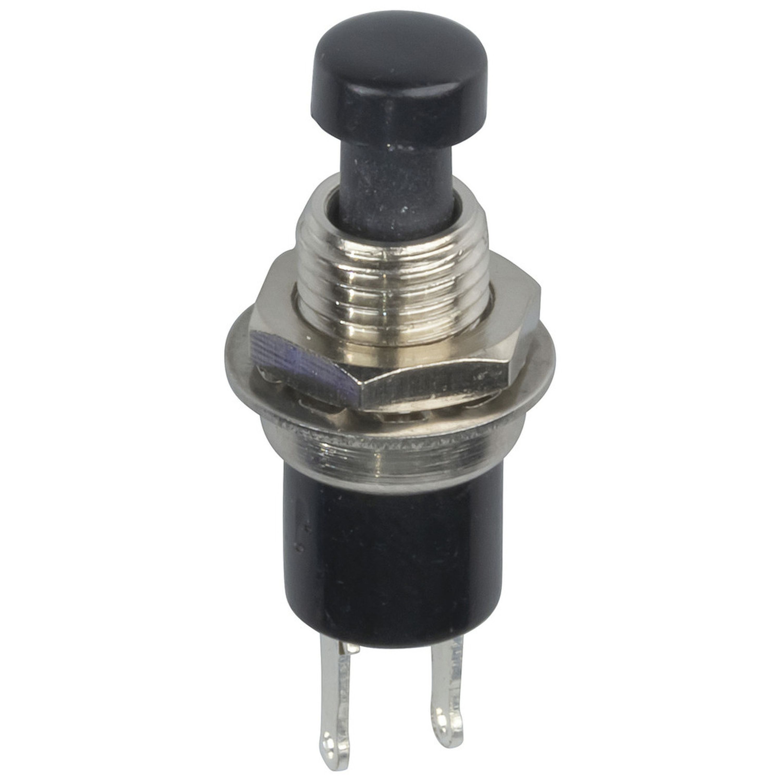 Black Miniature Pushbutton - SPST Momentary Action 125V 1A rating