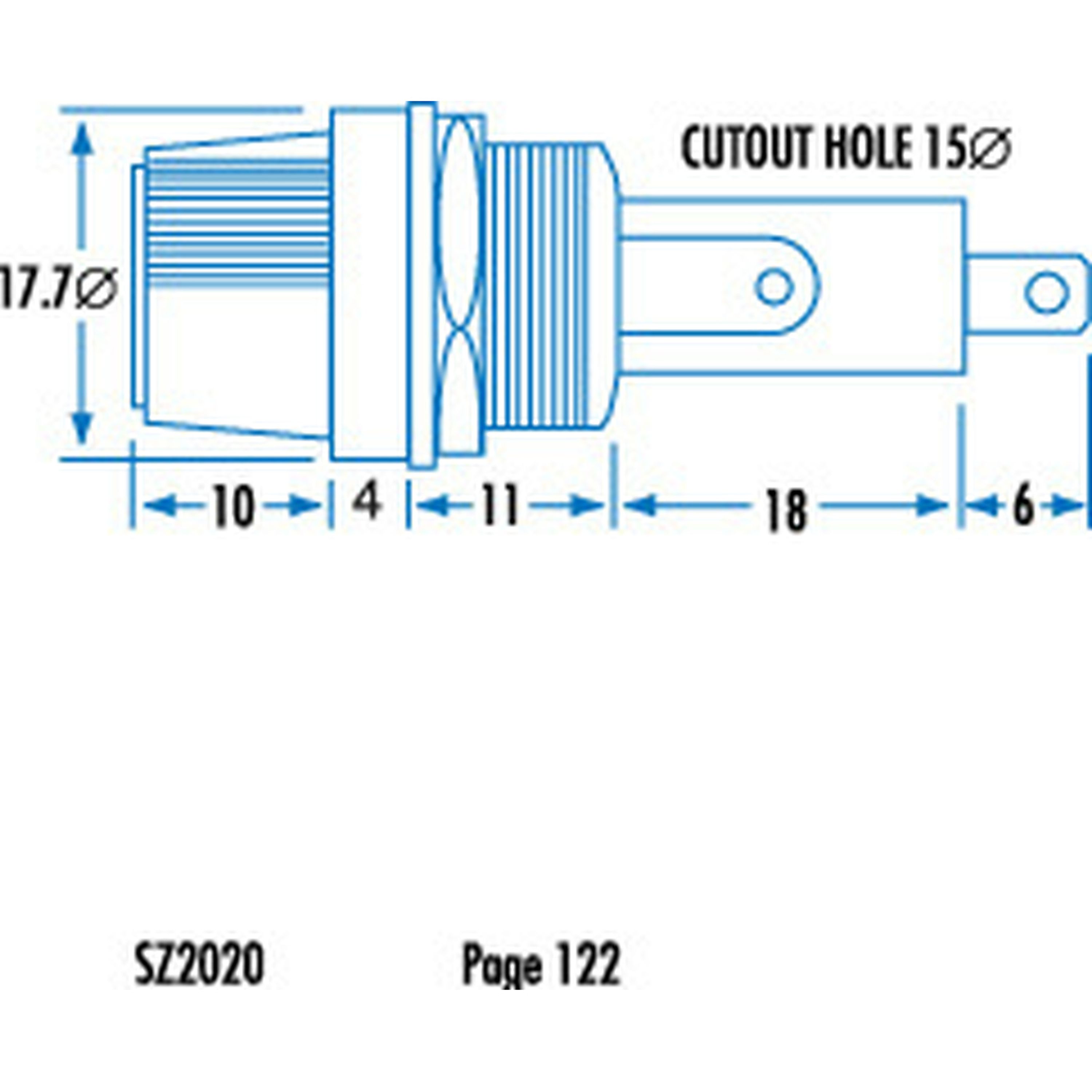 10A 32VAC 3AG Panel Mount Fuse Holder