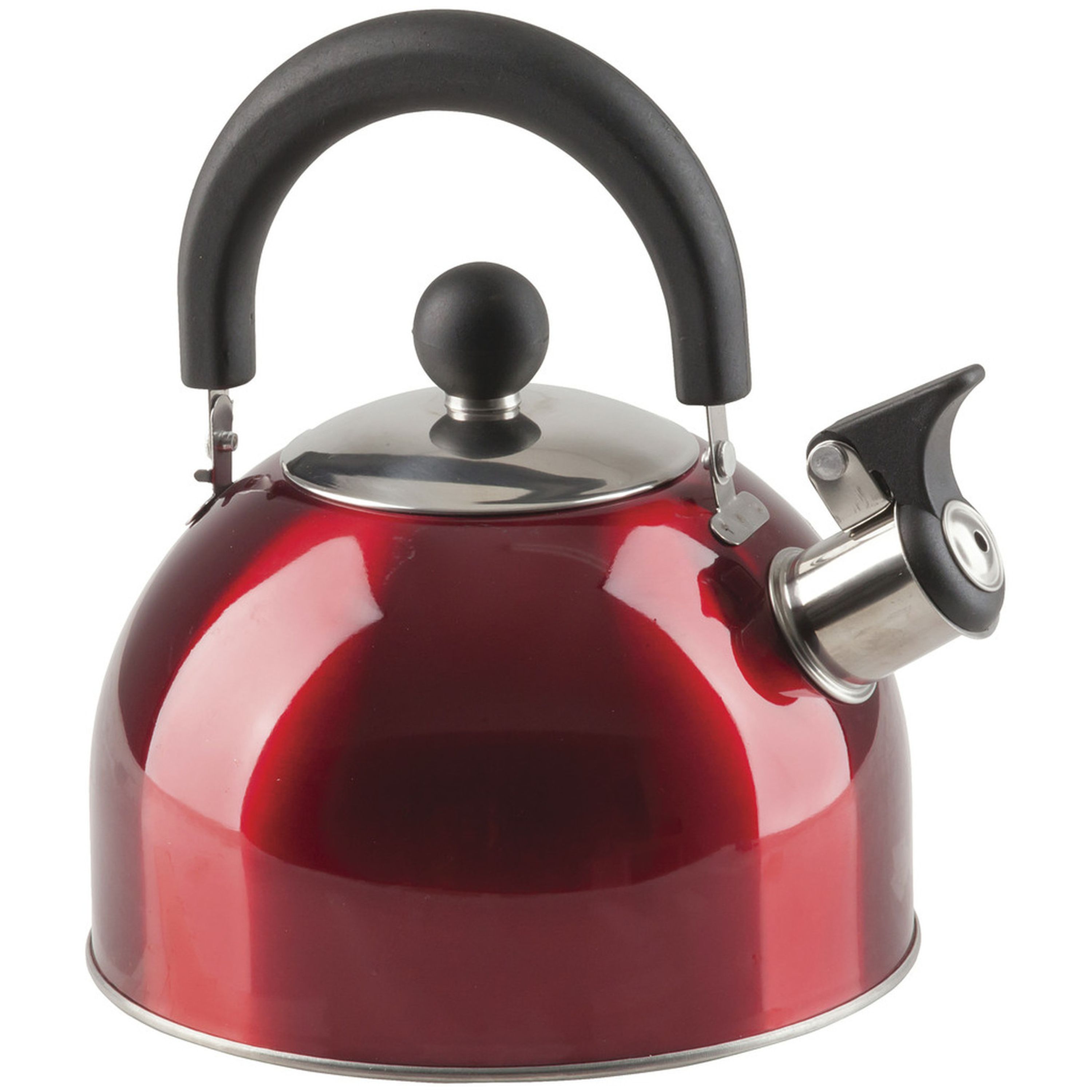 Red Stainless Steel Whistling Kettle 2L