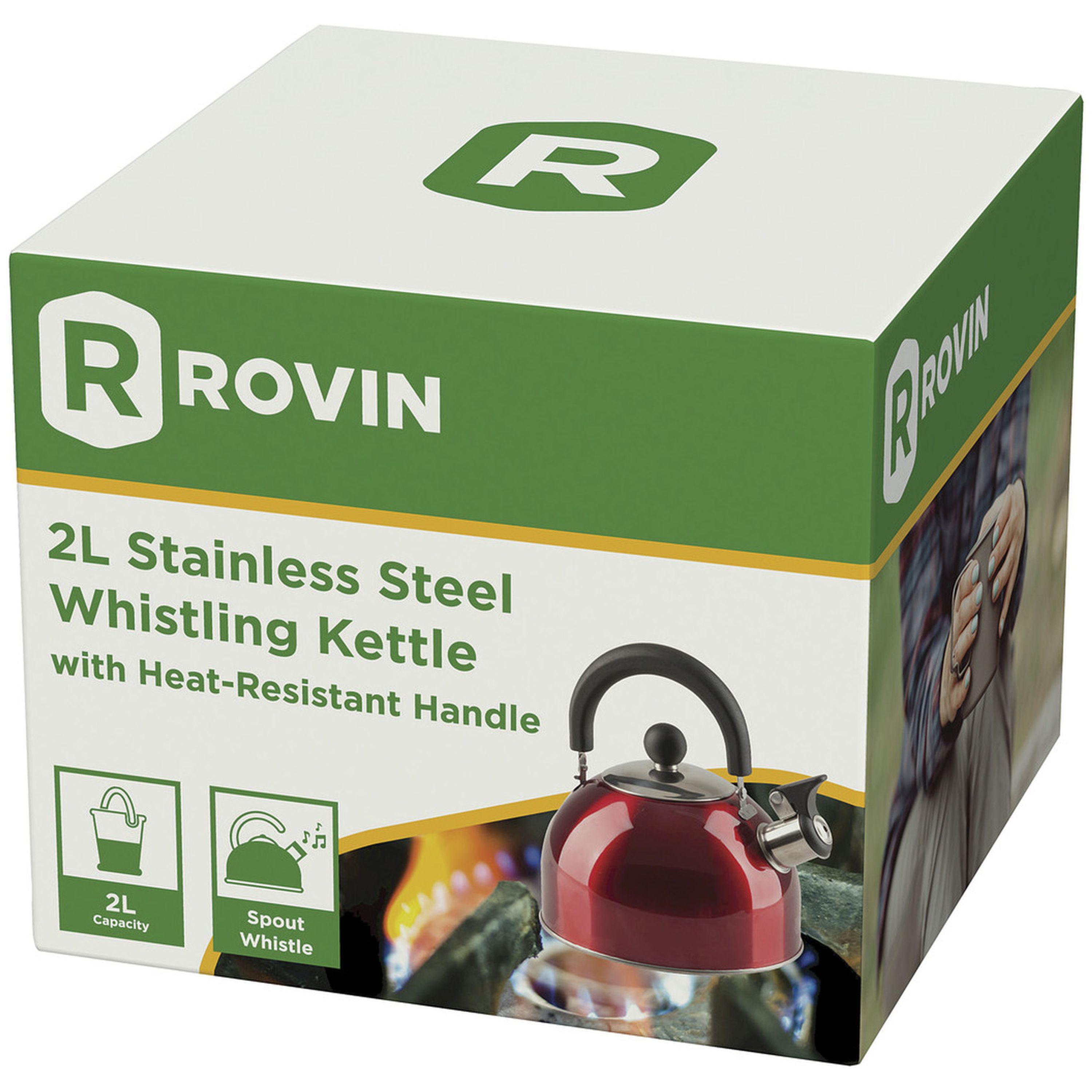 Red Stainless Steel Whistling Kettle 2L
