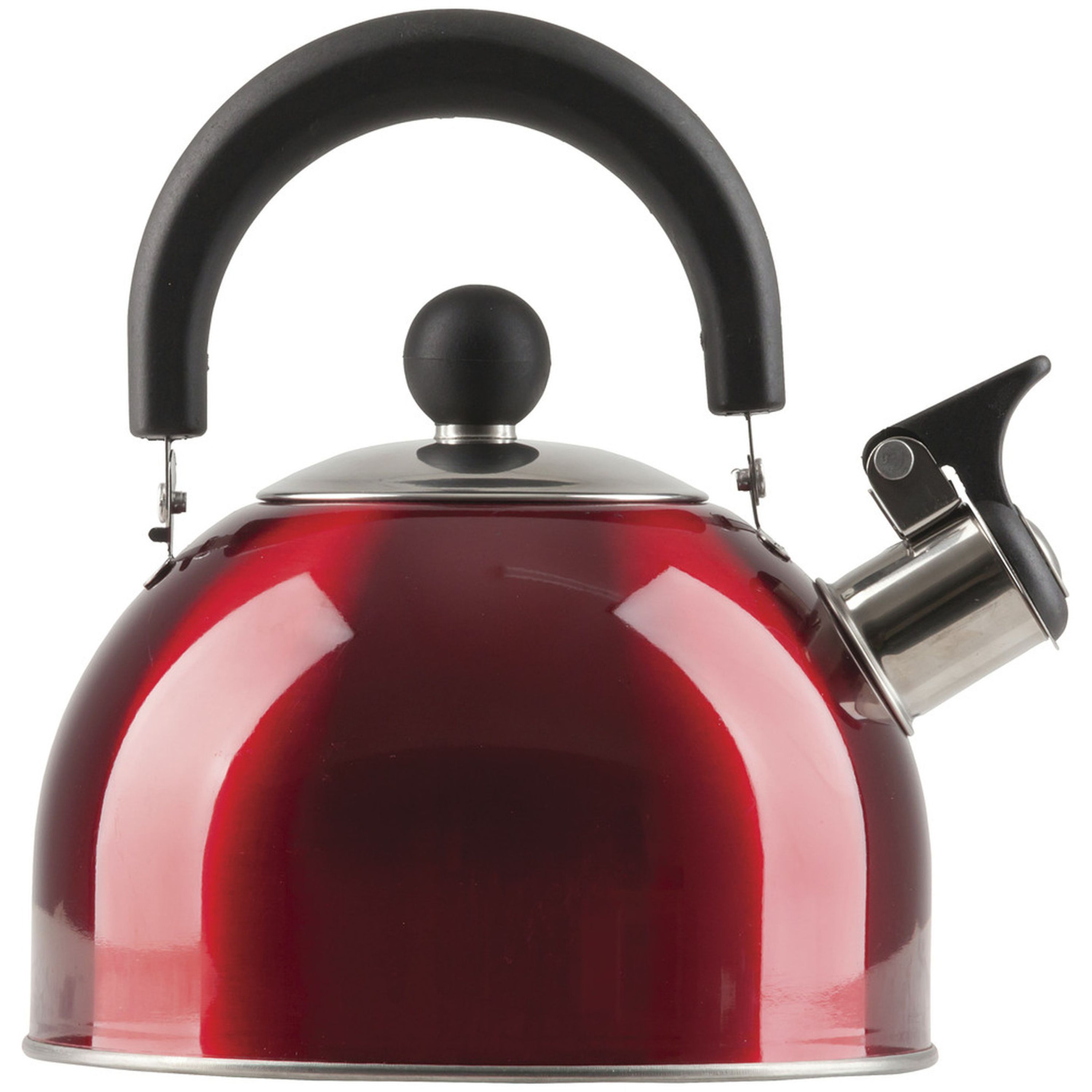 Red Stainless Steel Whistling Kettle 2L