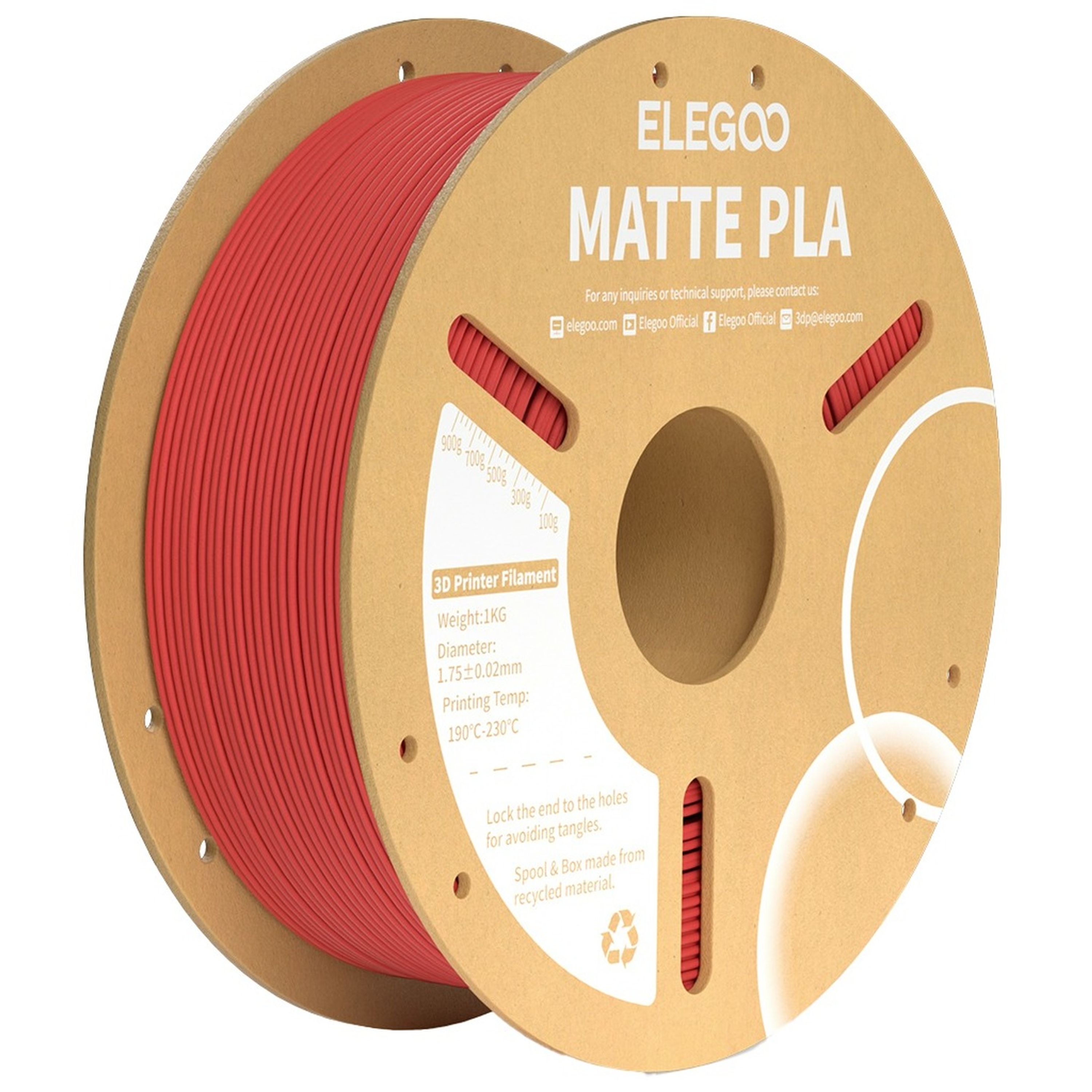 Elegoo PLA Matte filament Ruby Red 1.75mm 1kg
