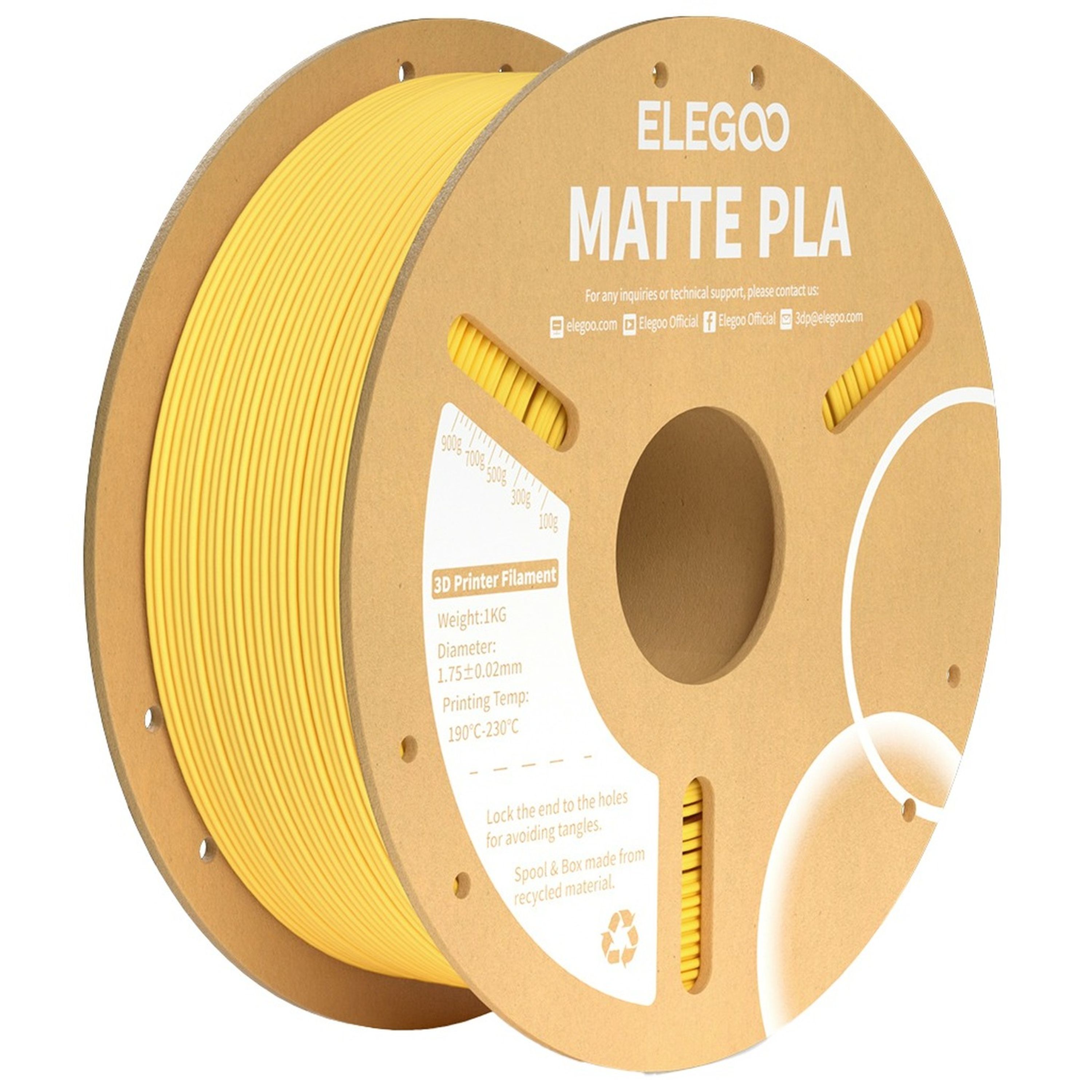 Elegoo PLA Matte filament Sunshine Yellow 1.75mm 1kg