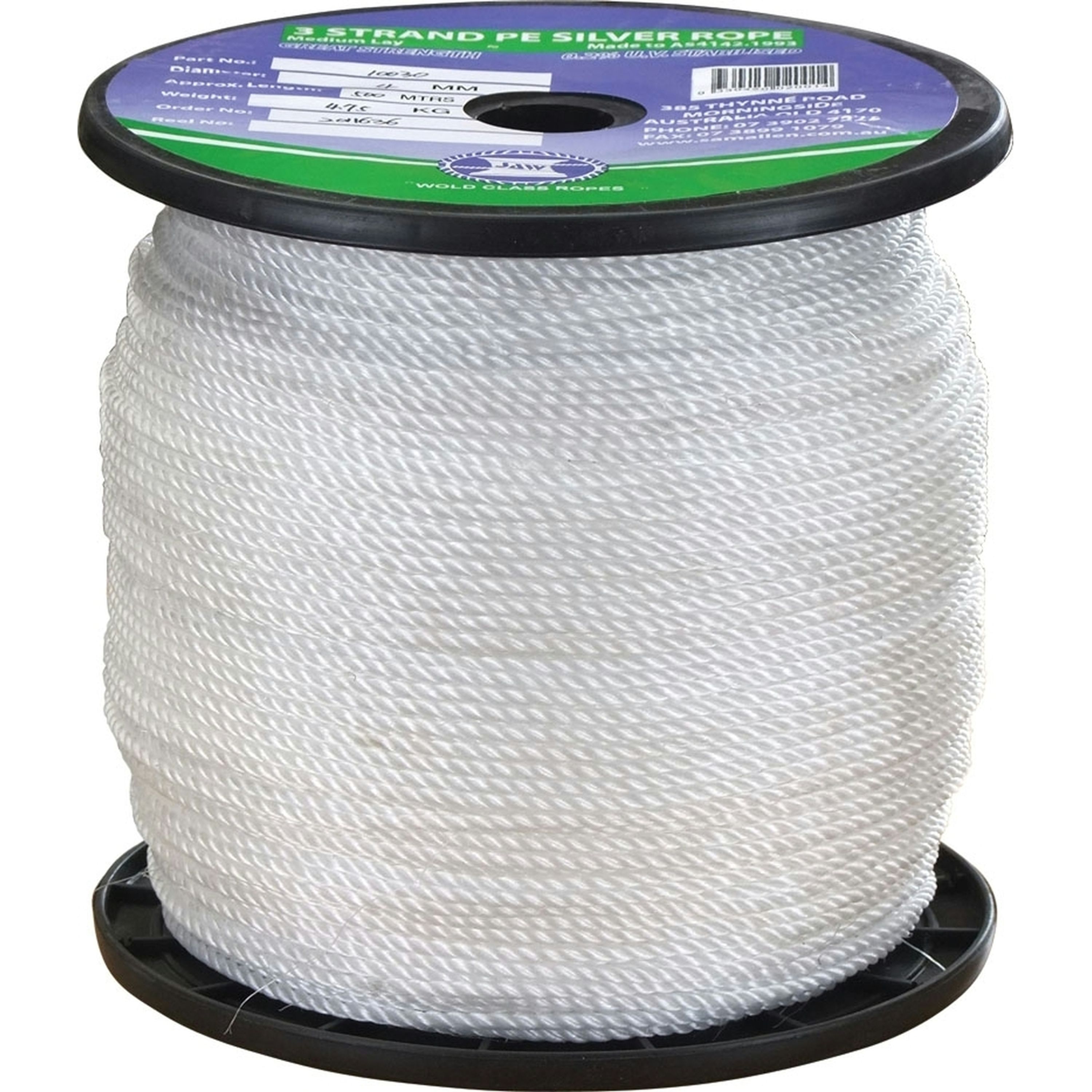 Standard Quality Polyethylene Staple (Silver Ropes) - 14mm Three Strand