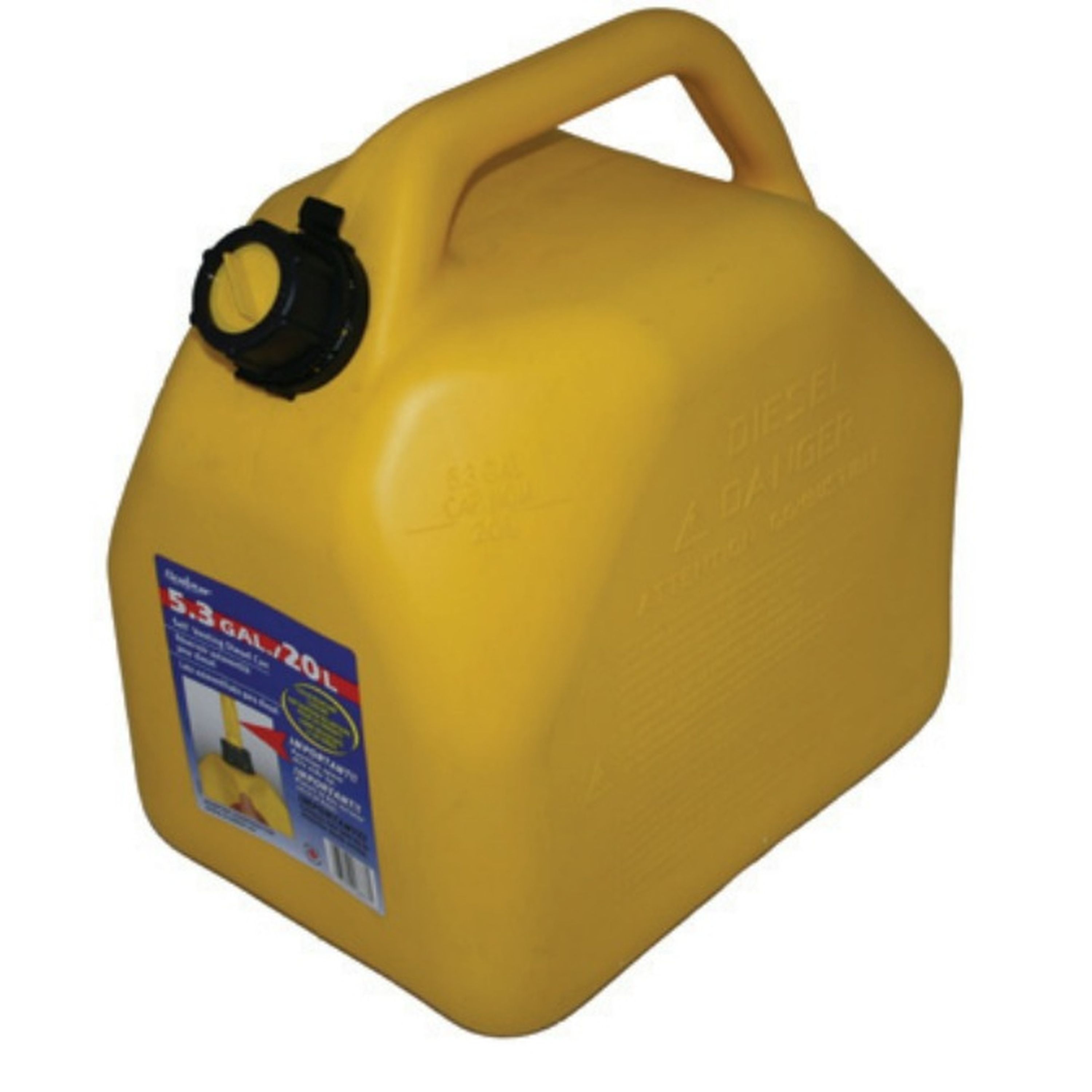 20L Plastic Jerry Can - Yellow - Diesel - Self Venting