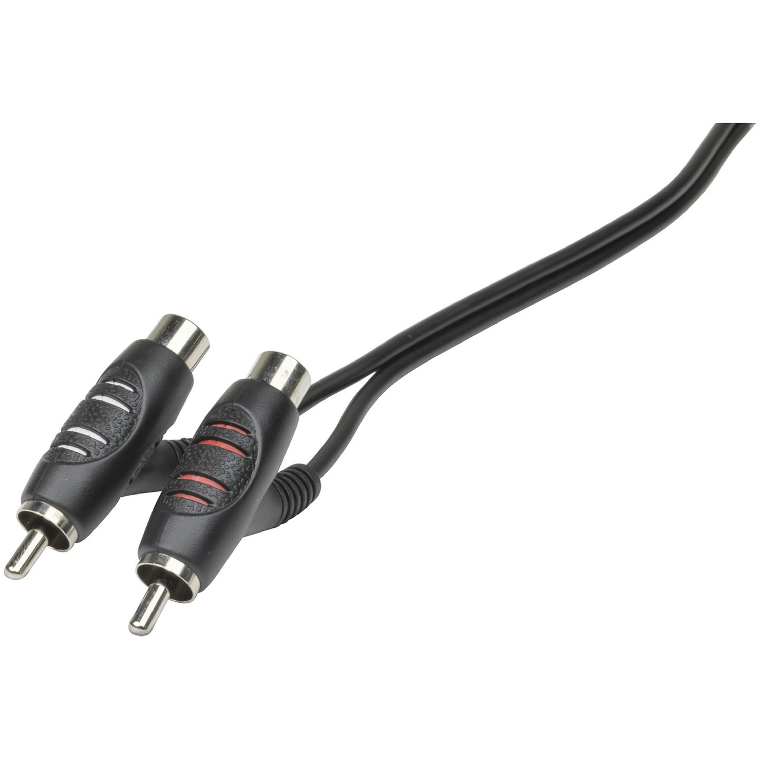 2 x RCA Plugs with Piggyback Sockets to 2 x RCA Plugs - 1.5m