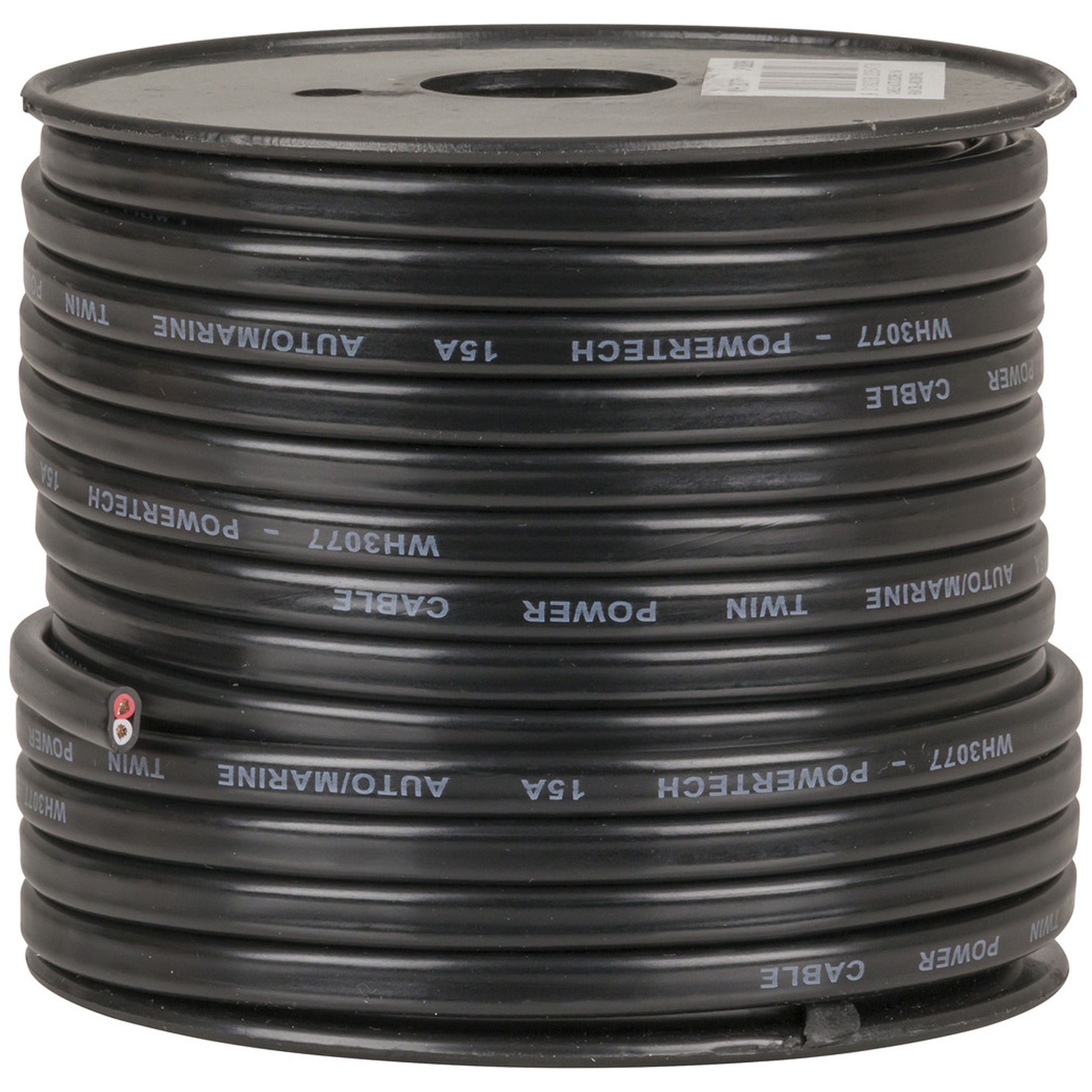 15A Twin Core Power Cable - 30m Roll - White Black