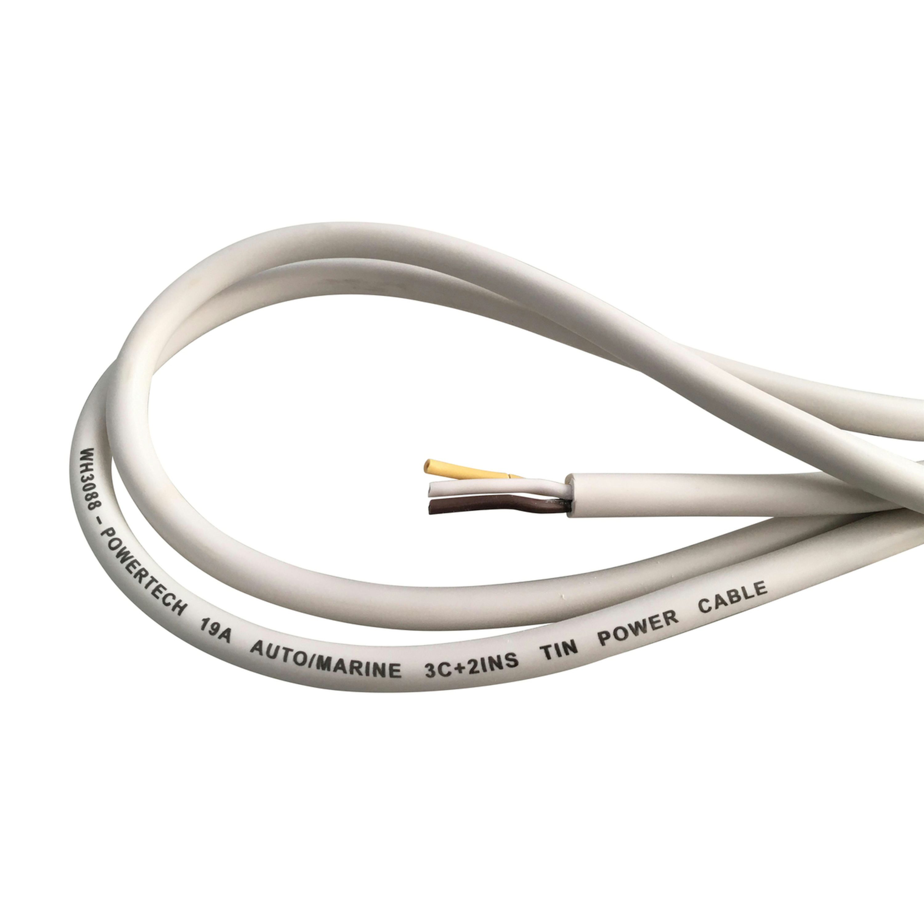 19A Triple Core Double Insulated Marine Power Cable - White