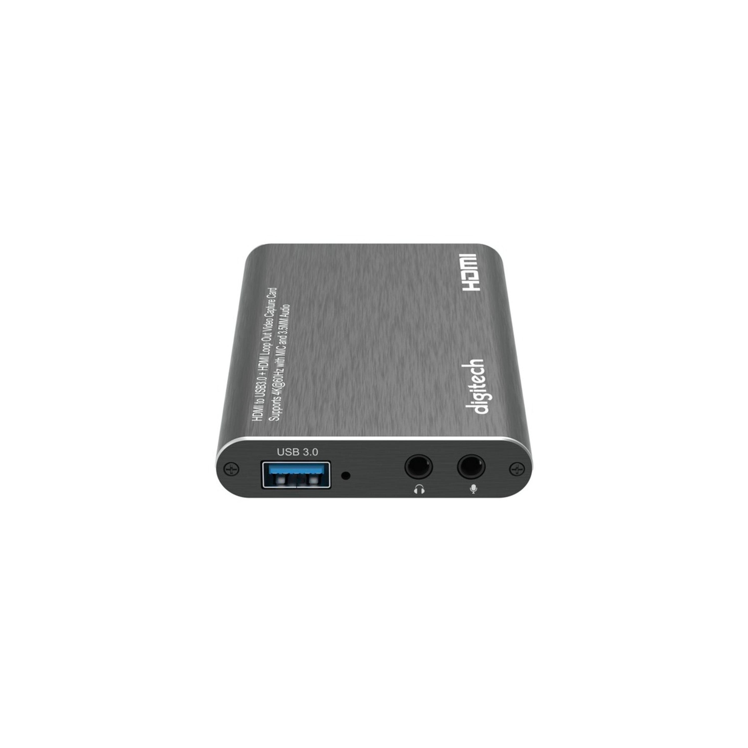 HDMI to USB3.0  HDMI Loop Out Video Capture Card Supports 4K60Hz with Mic and 3.5mm Audio